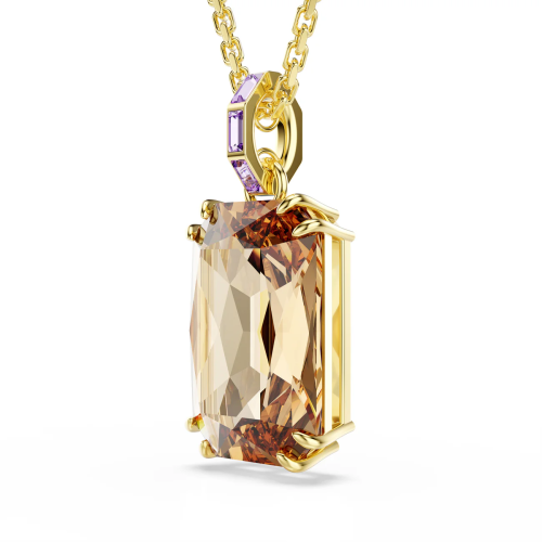 Millenia pendant, Octagon cut, Caramel, Gold-tone plated