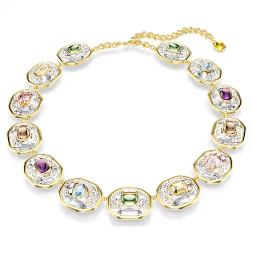 Chroma Tennis necklace Octagon cut, Multicolored, Gold-tone plated