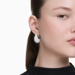 Sublima earrings Large, White, Rhodium plated