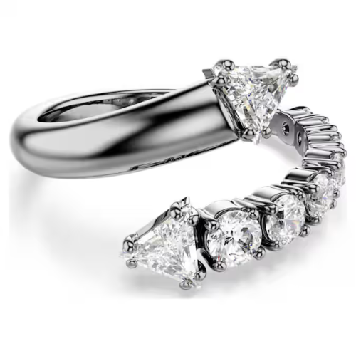 Sublima open ring Mixed cuts, White, Ruthenium plated