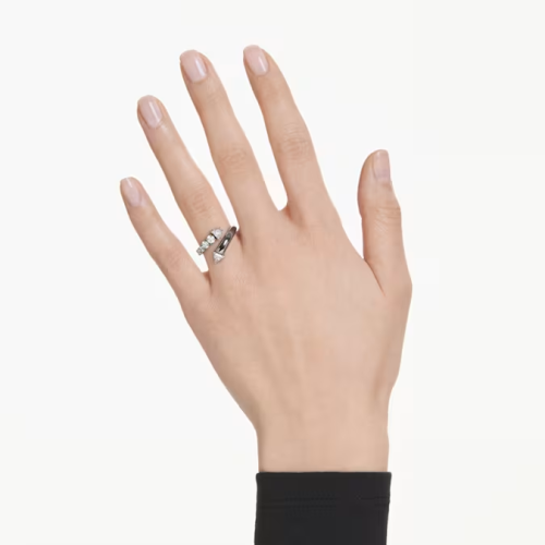 Sublima open ring Mixed cuts, White, Ruthenium plated