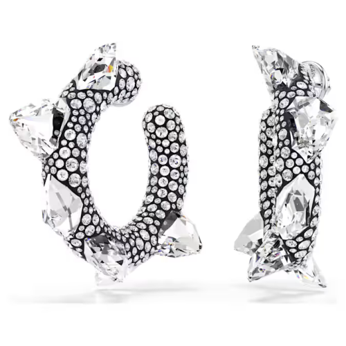 Sublima hoop earrings Spike, White, Rhodium plated