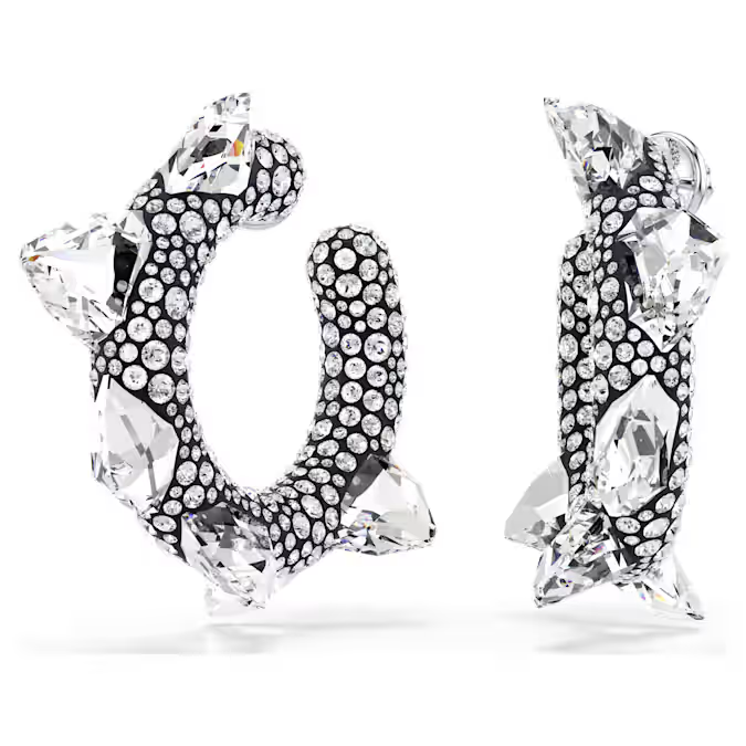 Sublima hoop earrings Spike, White, Rhodium plated