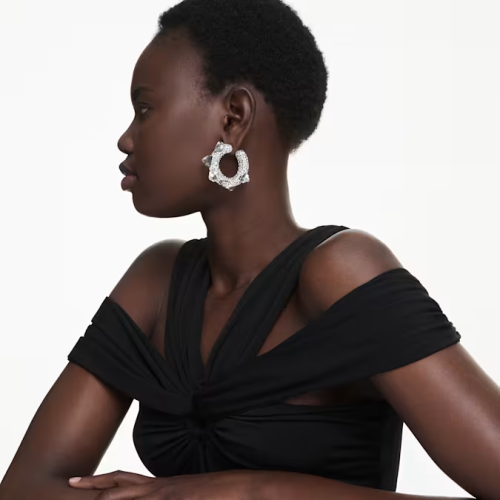 Sublima hoop earrings Spike, White, Rhodium plated