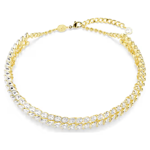 Idyllia choker Oval cut, White, Gold-tone plated