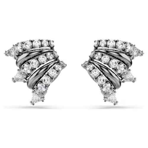 Sublima ear cuffs White, Ruthenium plated