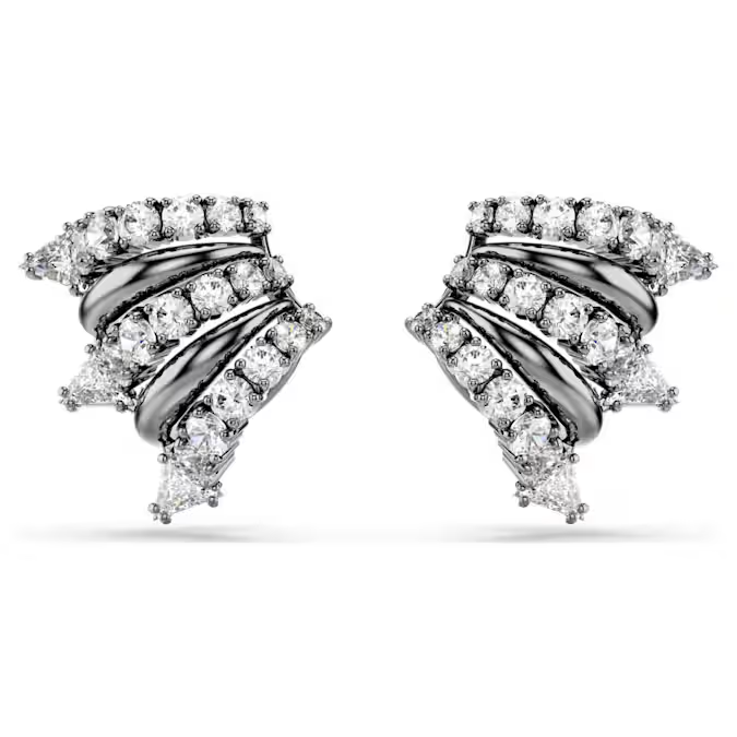 Sublima ear cuffs White, Ruthenium plated