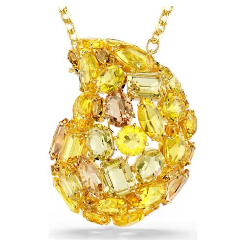 Gema pendant and brooch Yellow, Gold-tone plated
