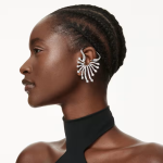 The Vienna Collection ear cuff Swan, White, Ruthenium plated