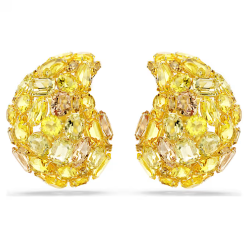 Gema clip earrings Yellow, Gold-tone plated