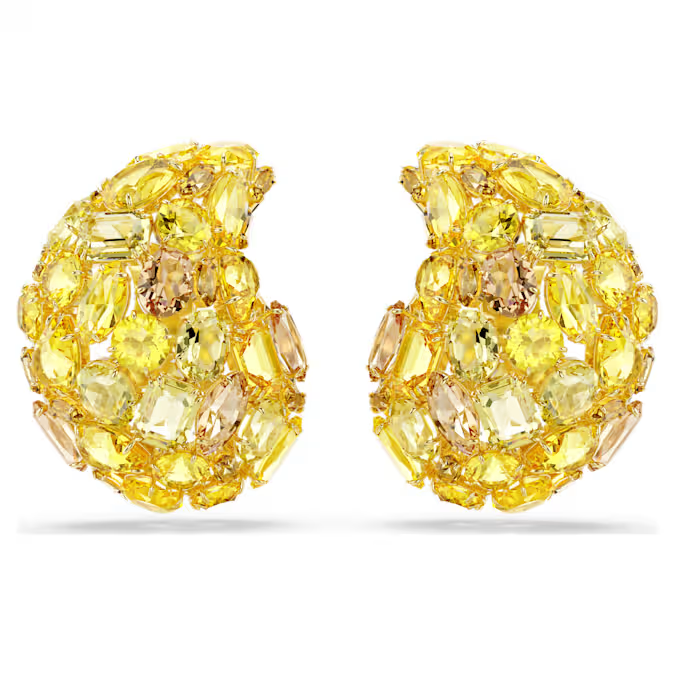 Gema clip earrings Yellow, Gold-tone plated