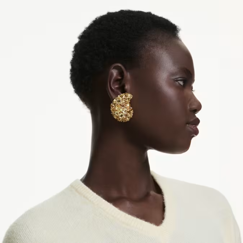 Gema clip earrings Yellow, Gold-tone plated