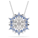 Magic pendant and brooch Snowflake, Blue, Rhodium plated