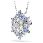 Magic pendant and brooch Snowflake, Blue, Rhodium plated