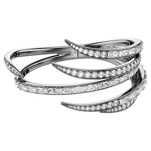 The Vienna Collection bangle Feather, White, Ruthenium plated