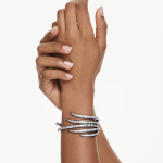 The Vienna Collection bangle Feather, White, Ruthenium plated