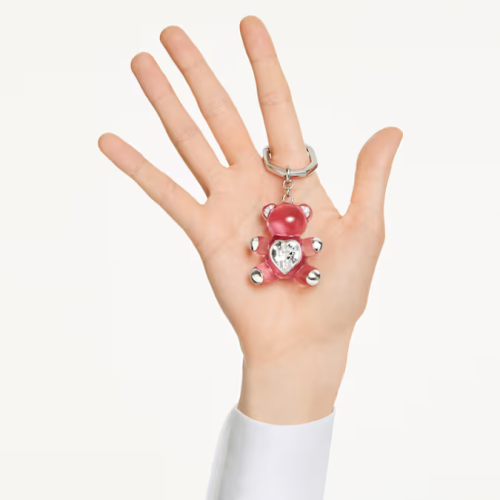 Teddy key ring Bear, Pink, Rhodium plated