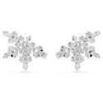 Idyllia clip earrings Mixed cuts, Half snowflake, White, Rhodium plated