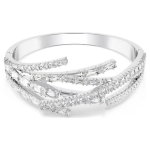 Matrix bangle Mixed cuts, White, Rhodium plated