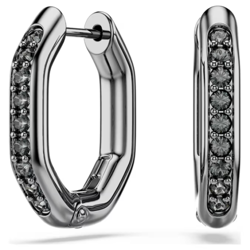 Swarovski Dextera hoop earrings Octagon shape, Round cut, White, Ruthenium plated