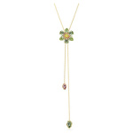 Idyllia Y pendant Mixed cuts, Flower, Multicolored, Gold-tone plated