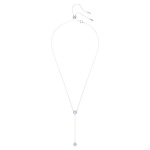 Attract Y necklace Round cut, Blue, Rhodium plated