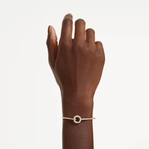 Dextera bangle Round cut, White, Gold-tone plated