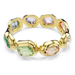 Gema cuff Oversized crystals, Mixed cuts, Multicolored, Gold-tone plated