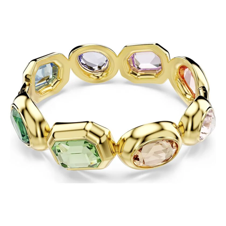 Gema cuff Oversized crystals, Mixed cuts, Multicolored, Gold-tone plated