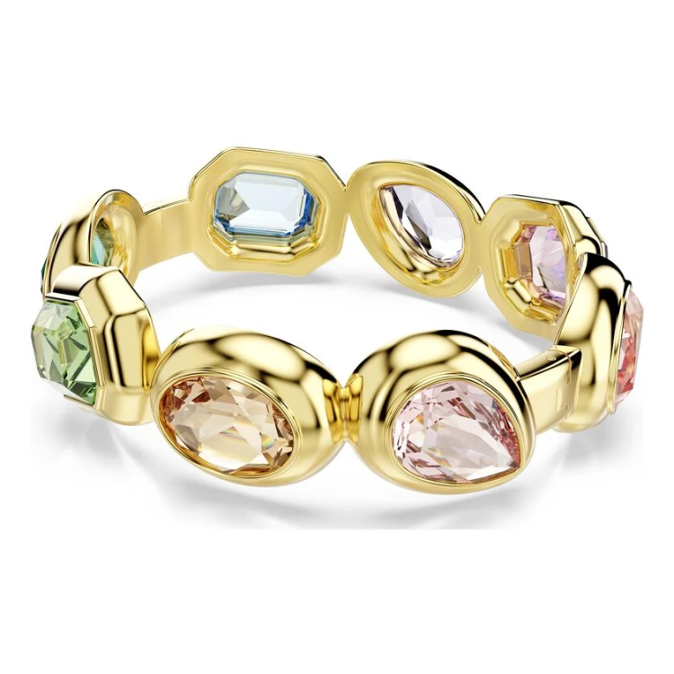 Gema cuff Oversized crystals, Mixed cuts, Multicolored, Gold-tone plated