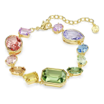 Gema bracelet Mixed cuts, Multicolored, Gold-tone plated