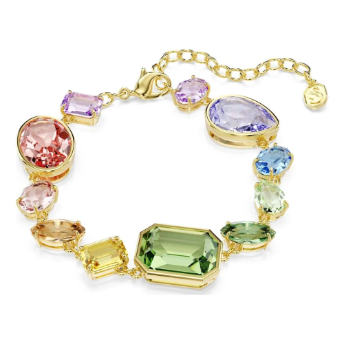 Gema bracelet Mixed cuts, Multicolored, Gold-tone plated