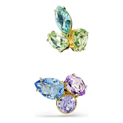 Gema ear cuffs Asymmetrical design, Mixed cuts, Multicolored, Gold-tone plated