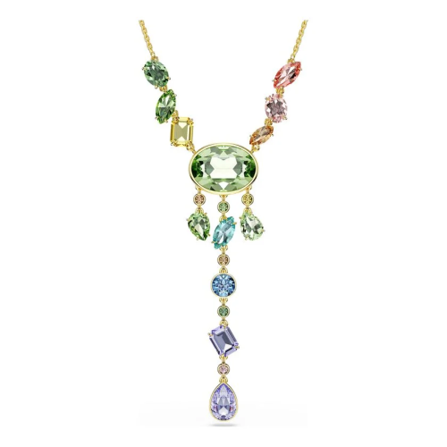 Gema Y necklace Mixed cuts, Multicolored, Gold-tone plated