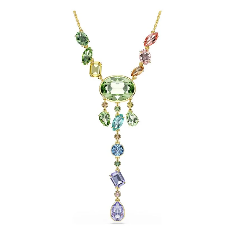 Gema Y necklace Mixed cuts, Multicolored, Gold-tone plated