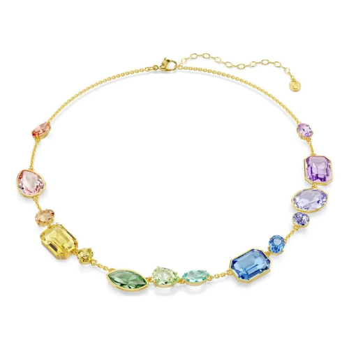 Gema necklace Mixed cuts, Multicolored, Gold-tone plated