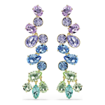 Gema drop earrings Mixed cuts, Chandelier, Long, Multicolored, Gold-tone plated