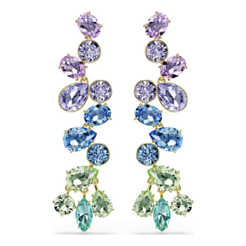 Gema drop earrings Mixed cuts, Chandelier, Long, Multicolored, Gold-tone plated