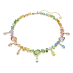 Gema necklace Mixed cuts, Dangling crystals, Multicolored, Gold-tone plated