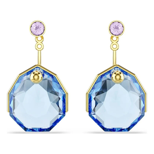 Gema earring jackets Blue, Gold-tone plated