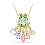 Gema pendant Mixed cuts, Dangling crystals, Multicolored, Gold-tone plated
