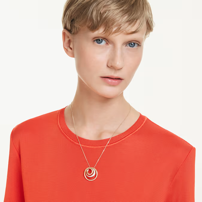 Hyperbola necklace Round cut, White, Gold-tone plated