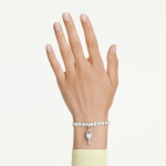 Idyllia charm Mixed cuts, Heart with key, White, Rhodium plated