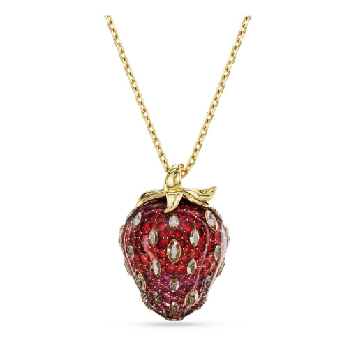 Idyllia pendant Mixed cuts, Strawberry, Red, Gold-tone plated