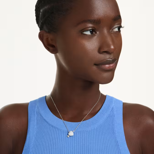 Idyllia pendant Mixed cuts, Heart with arrow, White, Mixed metal finish