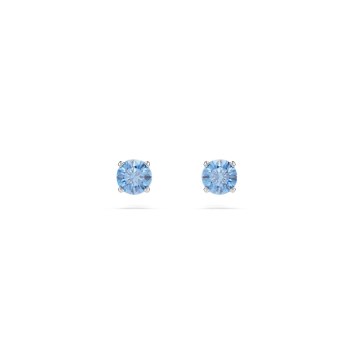 Silla stud earrings Round cut, Blue, Rhodium plated