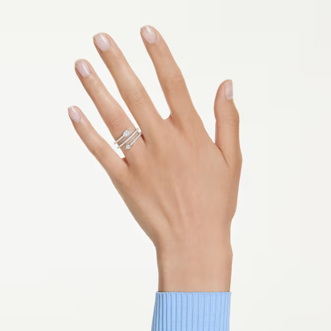 Idyllia motif ring Mixed cuts, Arrow, White, Rhodium plated