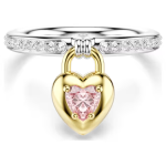 Idyllia motif ring Mixed cuts, Heart, Pink, Mixed metal finish