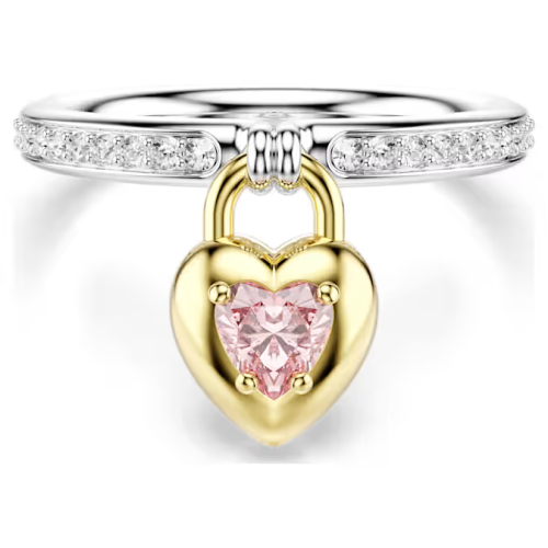 Idyllia motif ring Mixed cuts, Heart, Pink, Mixed metal finish