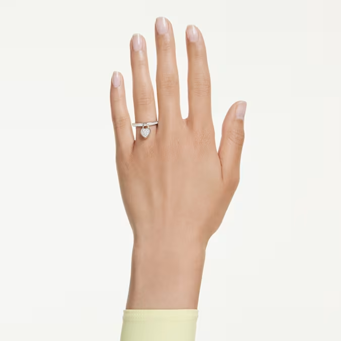 Idyllia motif ring Mixed cuts, Heart, Pink, Mixed metal finish